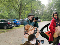 Photosessions with amateur lady at public parking site