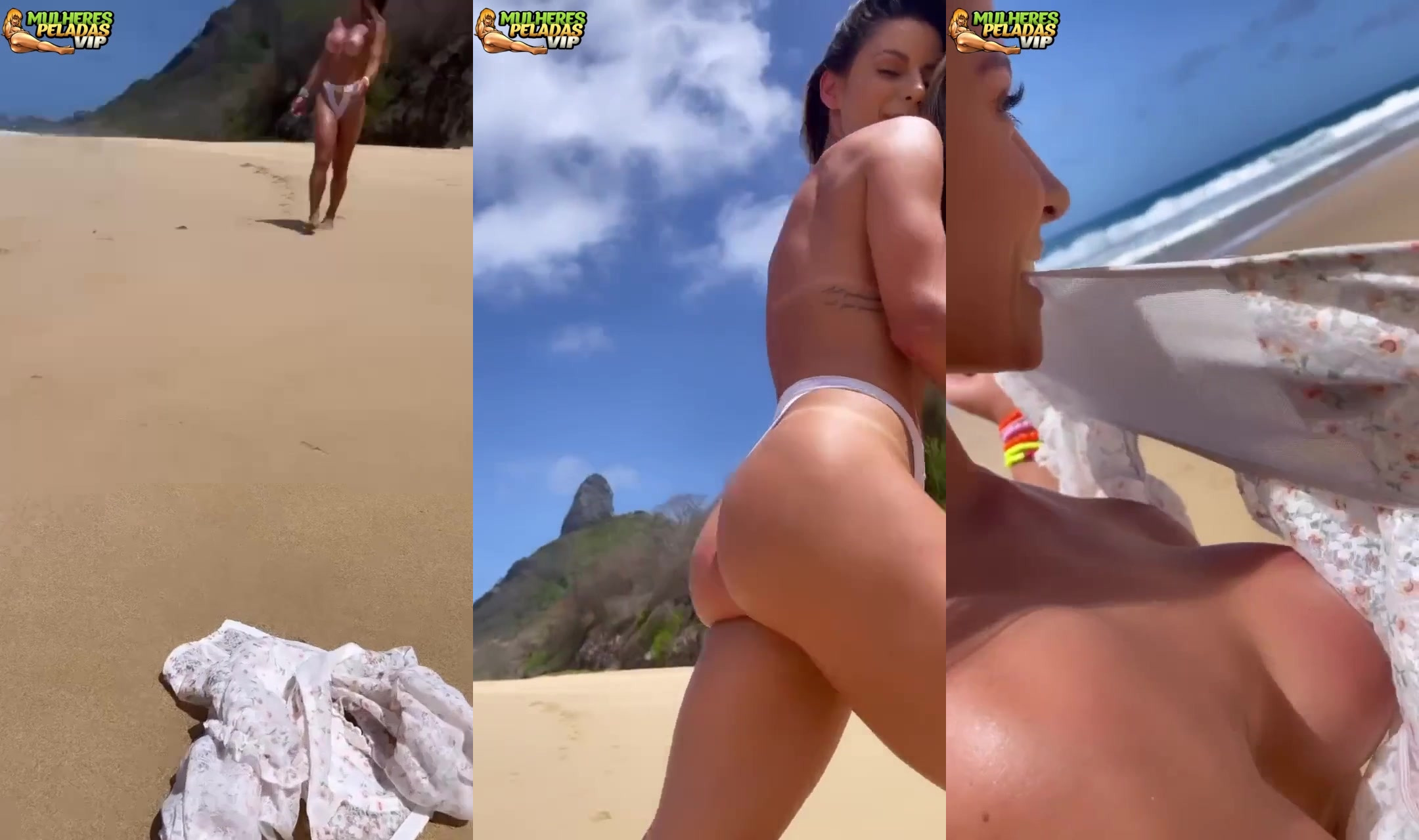 Aricia Silva de topless na praia
