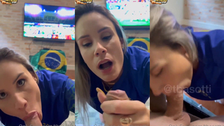 Tuani Basotti mamando durante o jogo do Brasil