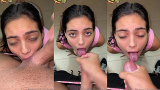 Brenda Trindade mamando as bolas e bebendo leitinho