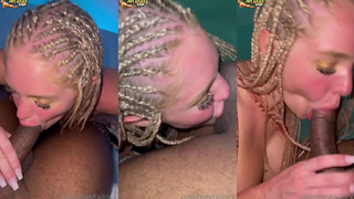 Loira chupando negrão