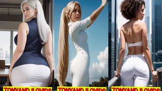 collection of the hottest asses in the world of white pants glued