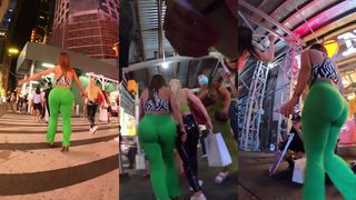 Latina gostosa e louca de leggings verdes