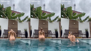 Sarah estanislau nua na piscina